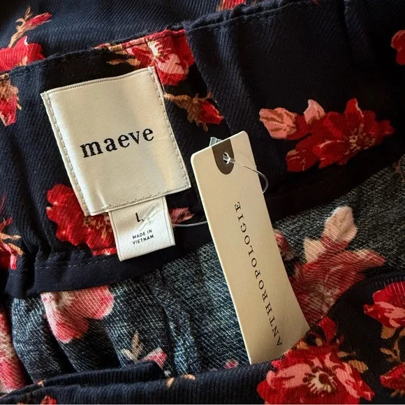 ANTHROPOLOGIE Maeve Floral Printed Wide Leg High Rise A-Line Culottes Size L NEW - Picture 5 of 9